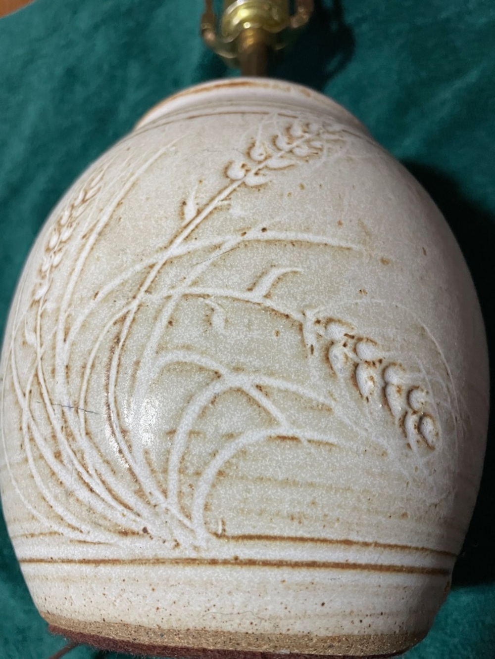 Ceramic Table Lamp with Wheat Relief-vintage